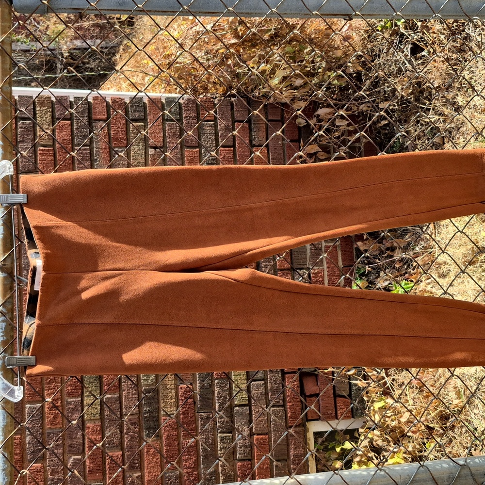 Anthropologie Faux Suede Pull On Zip Ankle Legging Pants Clay Camel Size 29